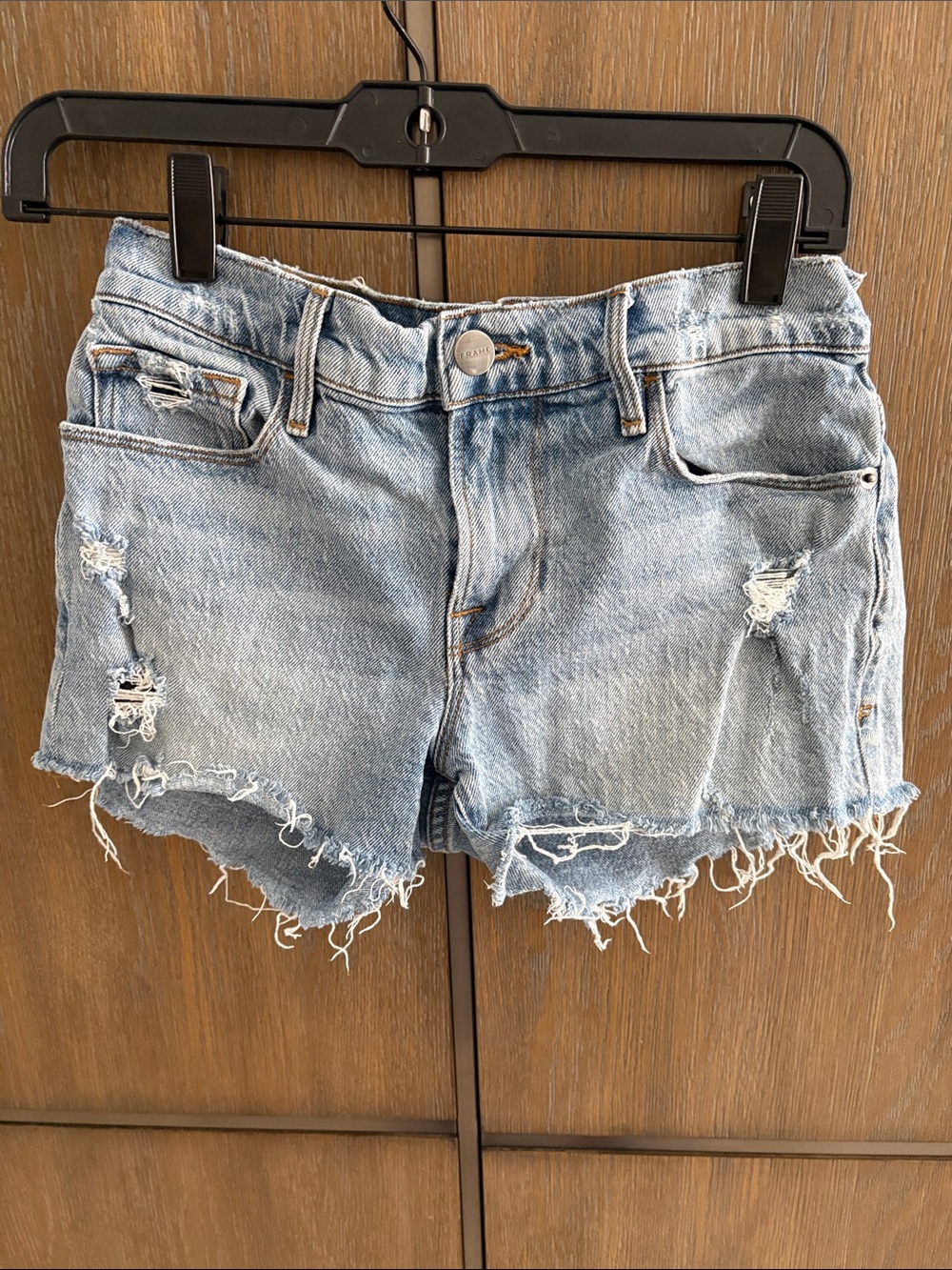 Frame Denim Light Blue Distressed Cutoff Shorts